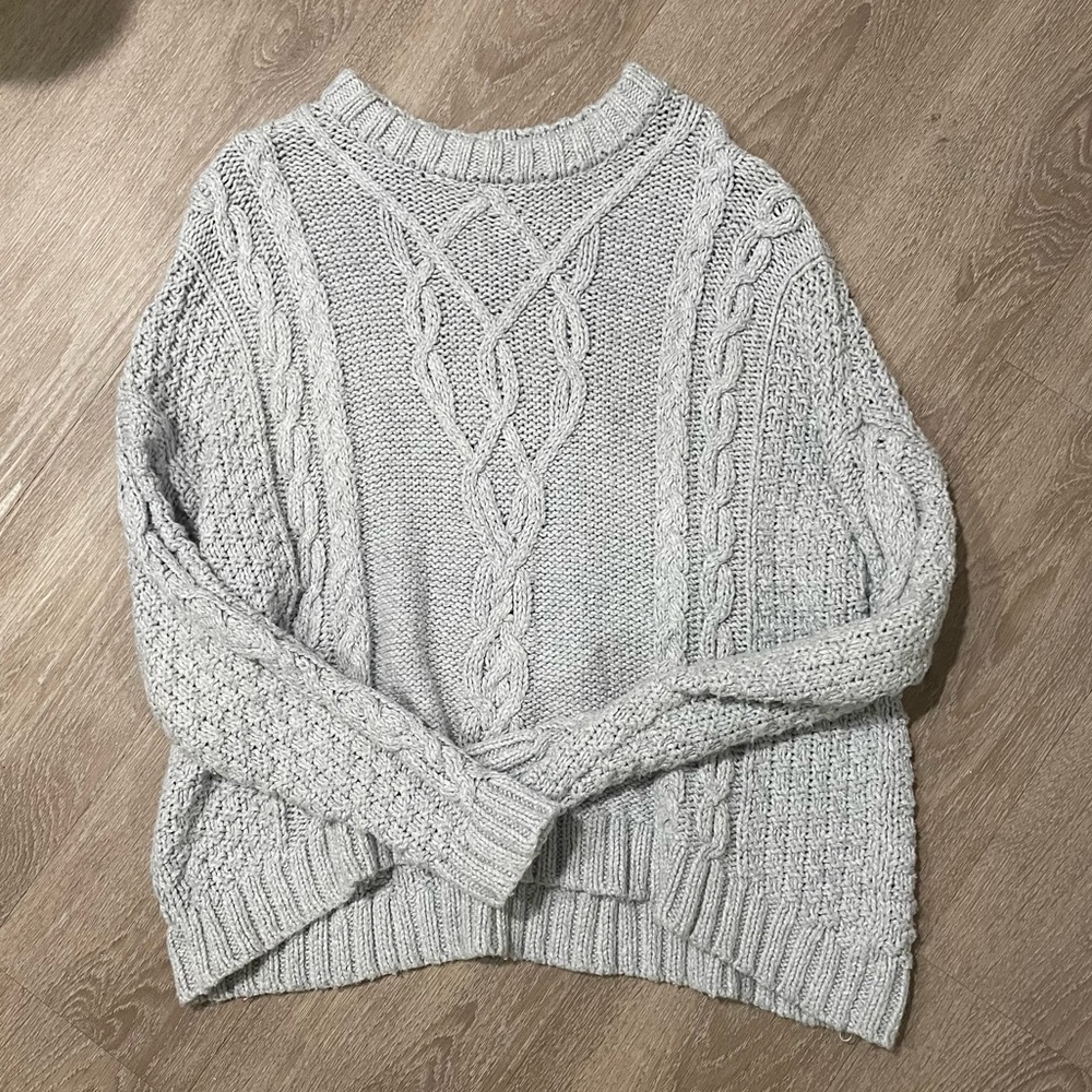 gray cable knit aerie sweater